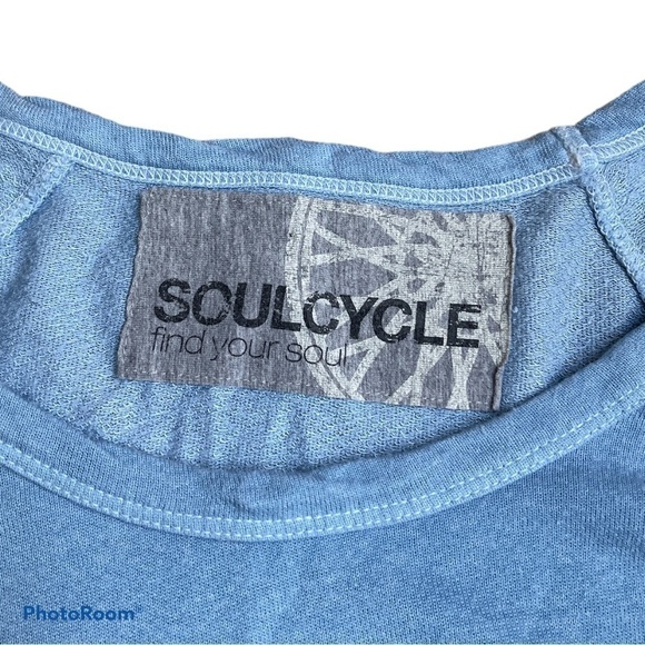 SOUL CYCLE find your soul long sleeve light blue graphic t-shirt size xs - Picture 3 of 5